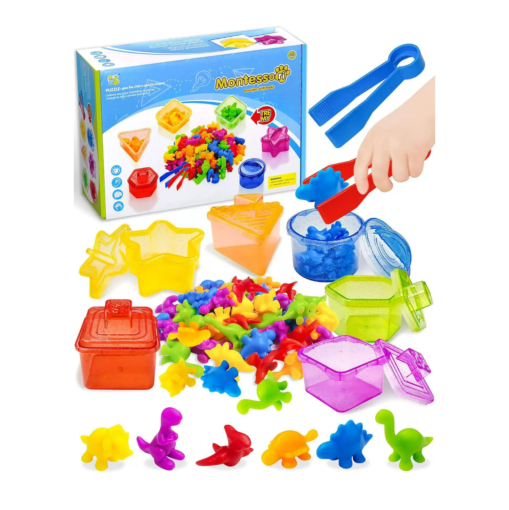 跨境儿童彩虹计数形状颜色分类盒子早教认知玩具蒙氏教具数学套装