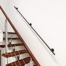 美式loft水管楼梯扶手铁艺工业风扶手复古家用栏杆拉手靠墙把手