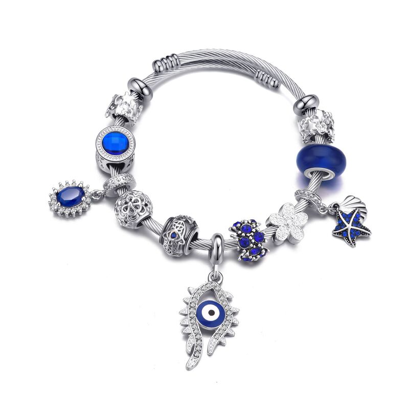2025 Panjia New Exquisite Diamond-Encrusted Geometric Eye Starfish Pendant DIY Beaded Cat's Eye Glass Bracelet 2025 Panjia New Exquisite Diamond-Encrusted Geometric Eye Starfish Pendant DIY Beaded Cat's Eye Glass Bracelet