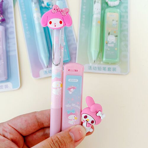 Sanrio pencil set Kuromi high-value cartoon student stationery 0.5m free-sharpening mechanical pencil with eraser