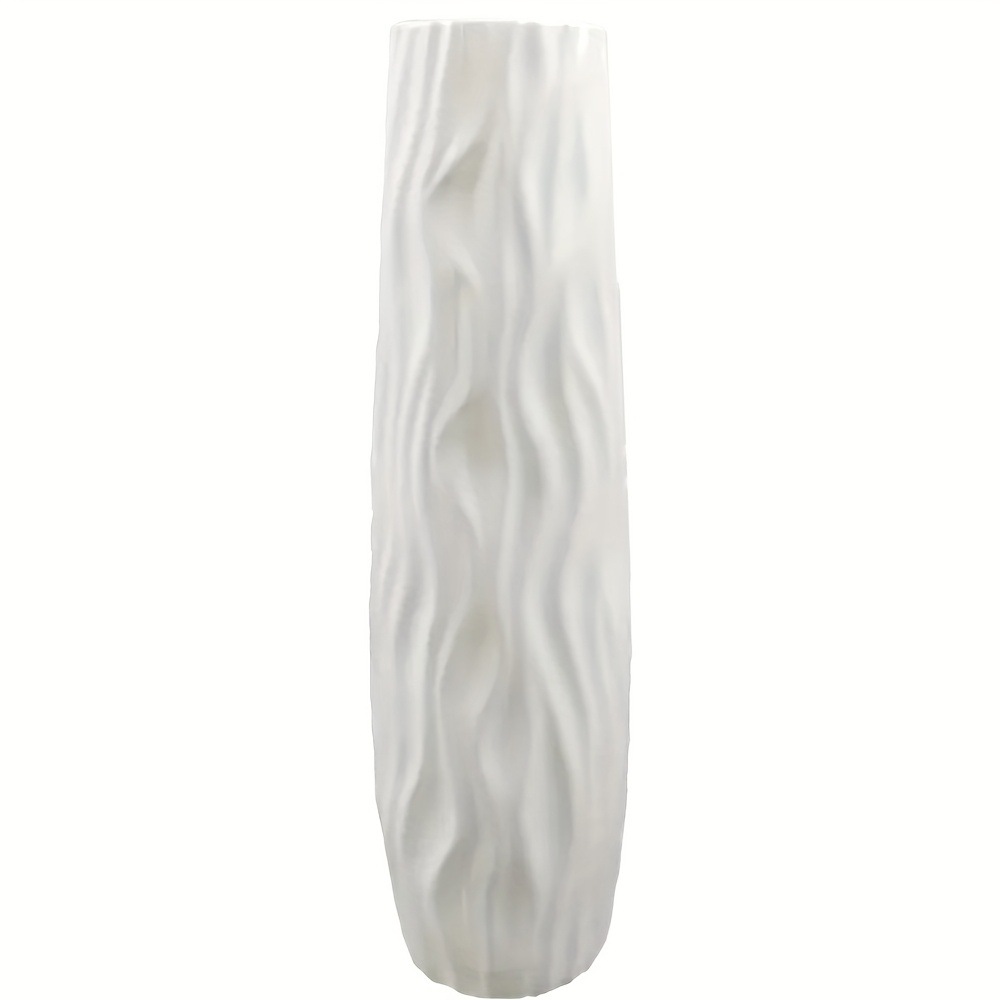 Floor-Standing Large Vase, High Simple Hydroponic Plastic Imitation Ceramic White Black European Style Home Dried Flower Arrangement Living Room Decoration