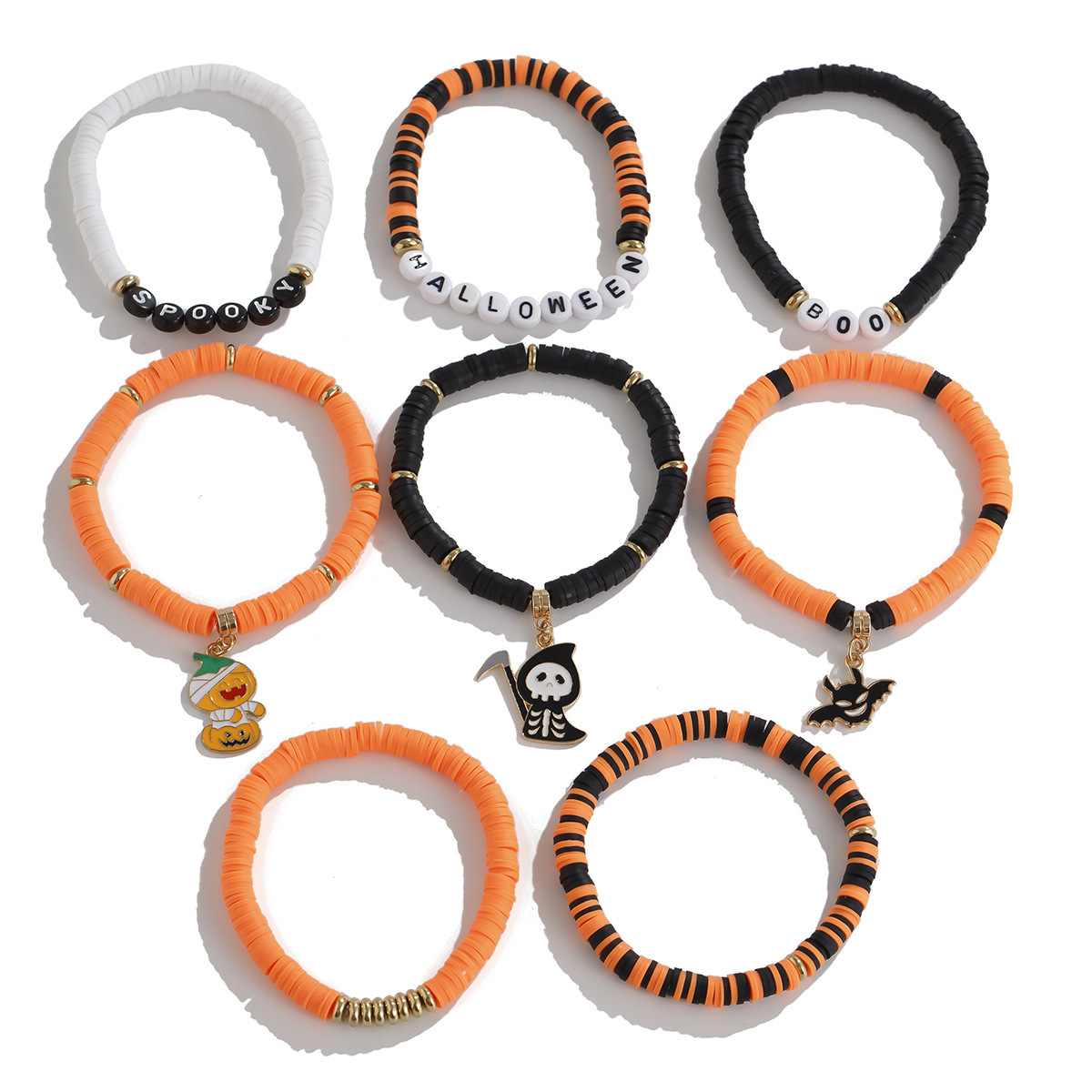 21g Weight Alloy Pendant Material Bracelets Classification CCB, Arylic, soft clay Chain Material 1 Set Quantity Festival Occasion CCB, Arylic, Alloy Material Halloween Festival Pumpkin, Bat, Ghost Pattern Women's Gender Beaded, Enamel Design Funny Style Funny Pumpkin Bat Ghost CCB Arylic Alloy Beaded Bracelets Wholesale 69
