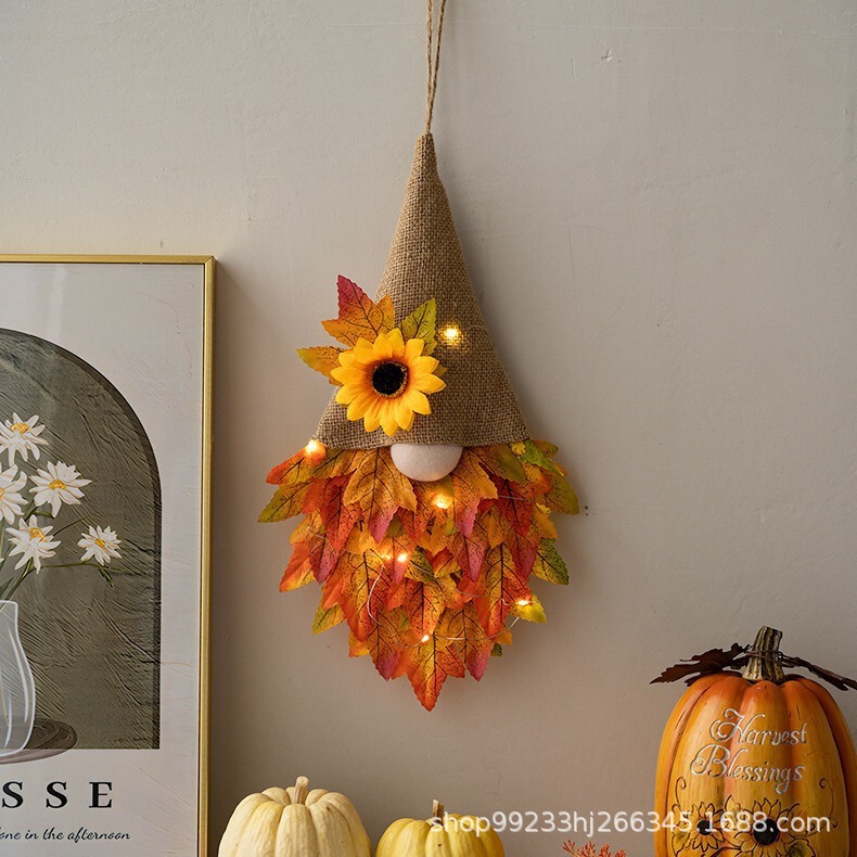 越境感謝祭の装飾用品の豊作シーズンのひまわりの扉は秋の紅葉の花輪を掛けます。|undefined