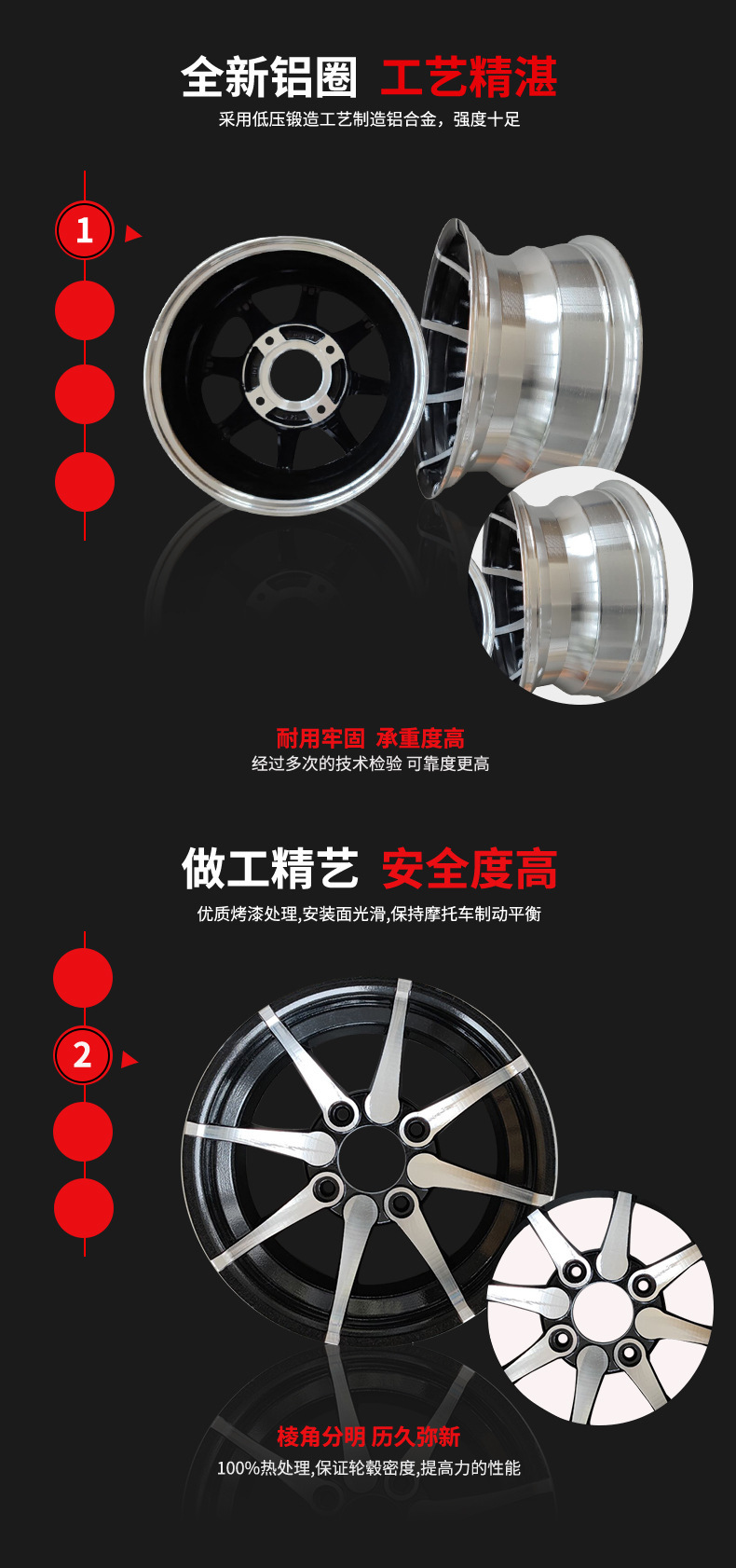 Off-road motorcycle ATV ATV10 inch 12 inch small tadpole front and rear aluminum wheel hub wheel rim aluminum ring