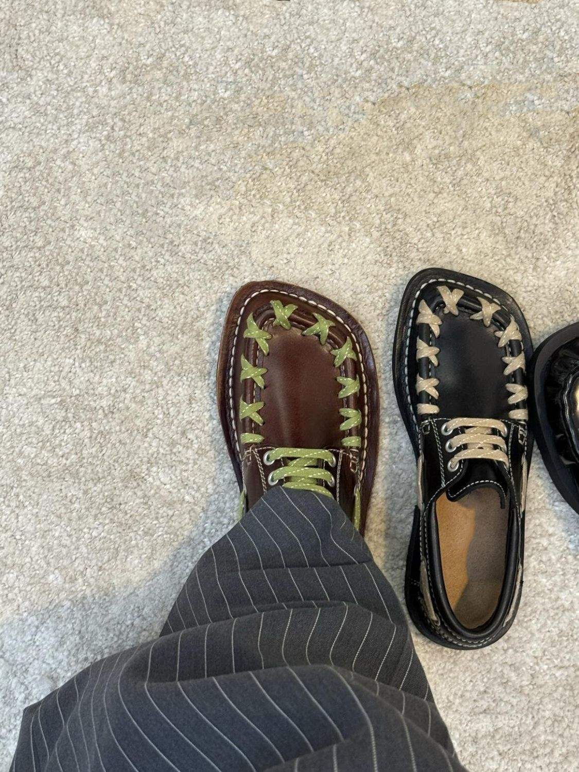 ShoeVault Derby Shoes For Men And Women, Casual Trendy Square-Toed British Style Leather Shoes, Commuting Niche Woven Design Retro_voghion.com