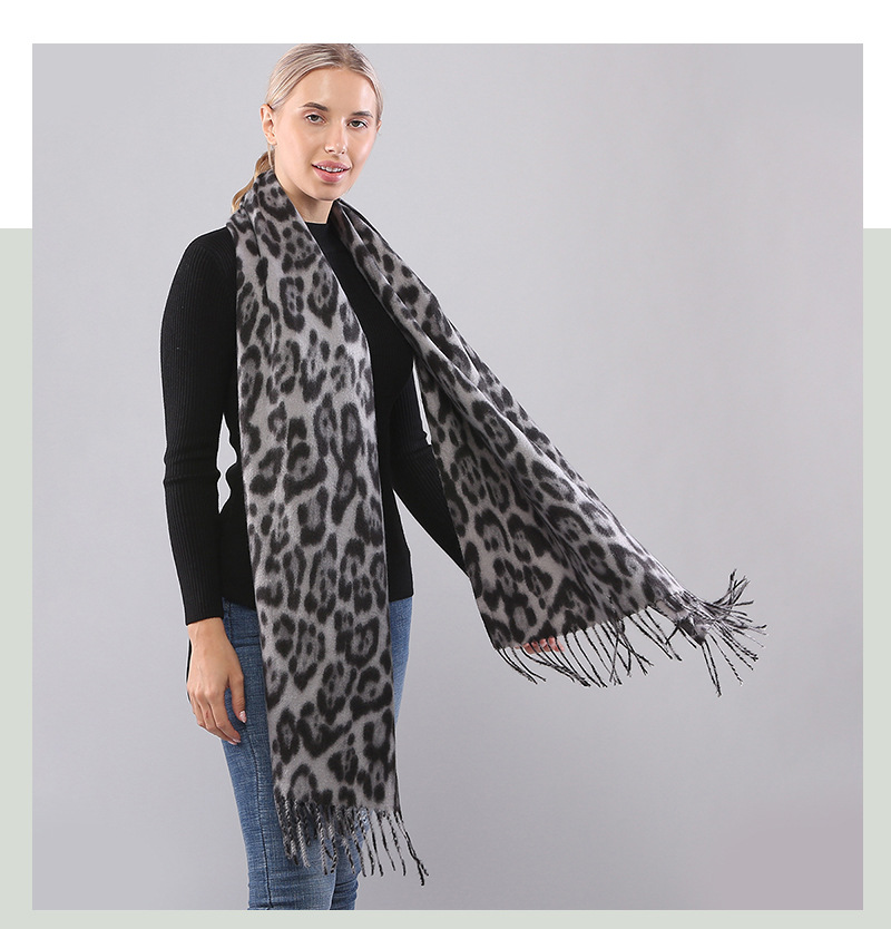 Frau Vintage-stil Leopard Polyester Schal display picture 5