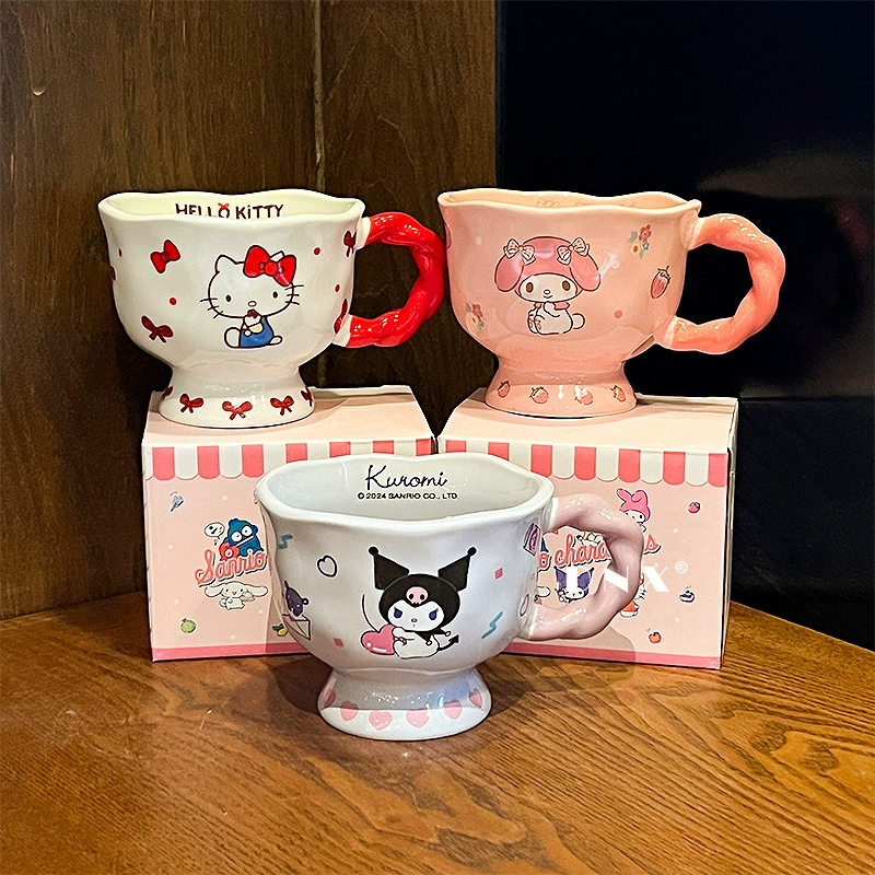 Керамическая кружка Sanrio с высоким основанием, кружка для воды дома, офисная кружка красивого вида, женская