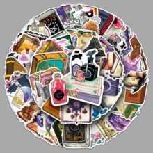 50张魔法书手账贴纸哥特风万圣节贴画咕卡素材手机行李箱装饰防水