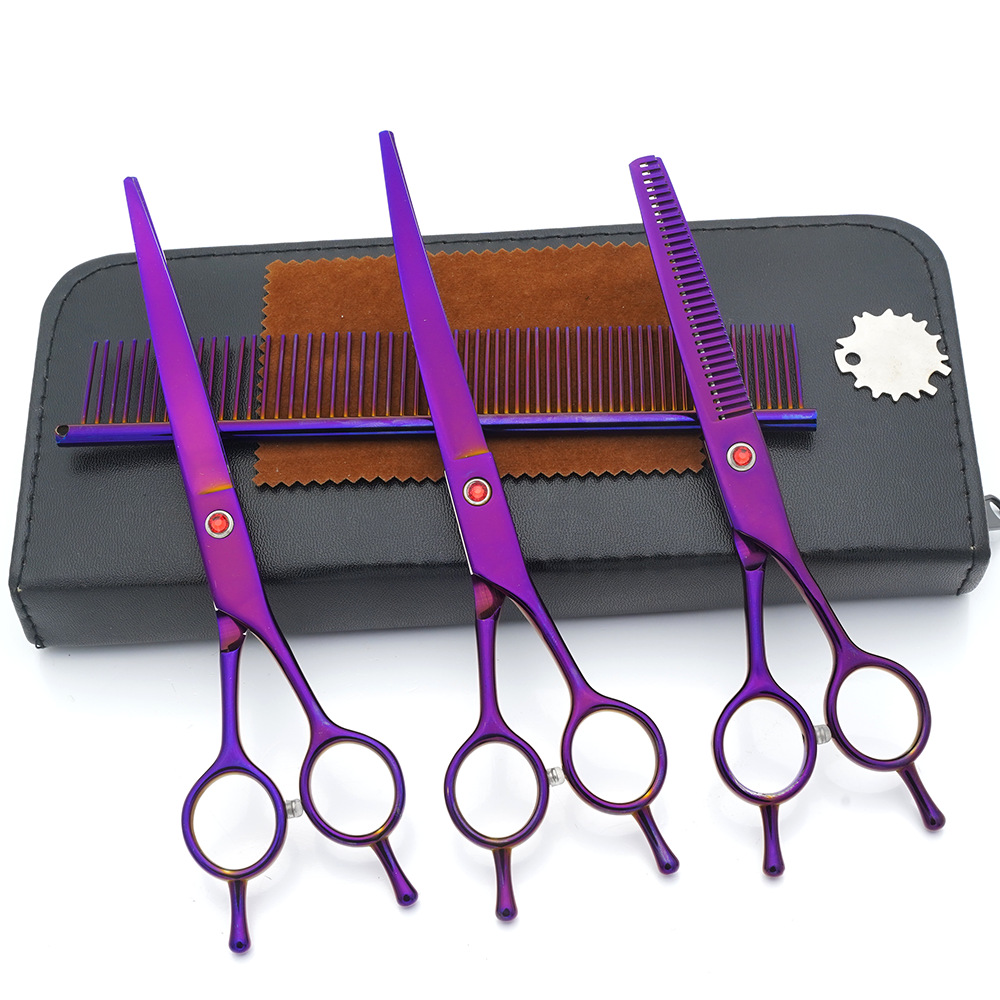 Ventas directas de fábrica para mascotas de acero inoxidable de 7 pulgadas tijeras de aseo para mascotas tijeras de corte de pelo para perros tijeras finas de espina de pescado