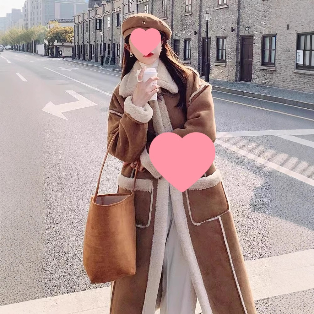 긴 모피 원피스 LAMBSWOOL DUFFLE COAT 여자 겨울 MAILLARD 기모 두꺼운 스웨이드 코트