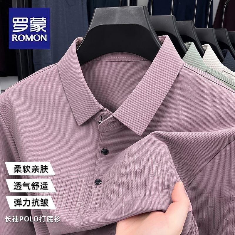 Romon Men's New Spring and Autumn Soft and Comfortable Polo Shirt for Dad, Casual Business Lapel Long-Sleeved Sweatshirt Men's Clothing Romon Men's New Spring and Autumn Soft and Comfortable Polo Shirt for Dad, Casual Business Lapel Long-Sleeved Sweatshirt Men's Clothing