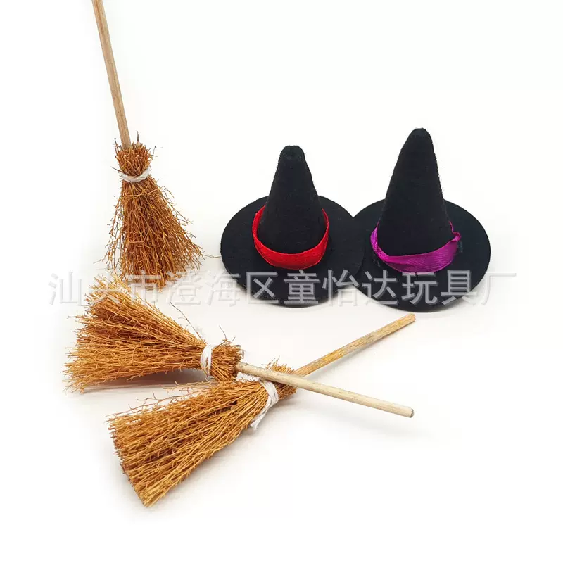 跨境万圣节娃娃屋摆件微场景迷你扫把蜘蛛鬼节创意DIY道具吊饰