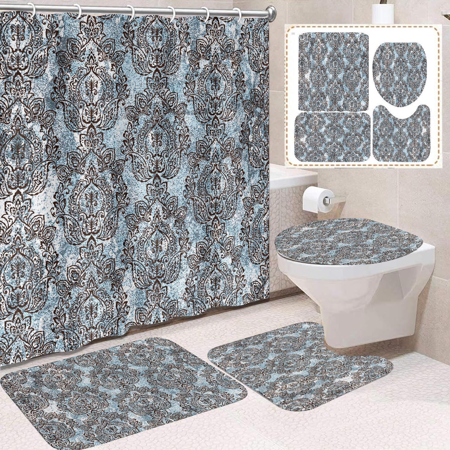 Cortina de ducha de poliéster con estampado digital de animales, impermeable, creativa, para baño, de Amazon, transfronteriza