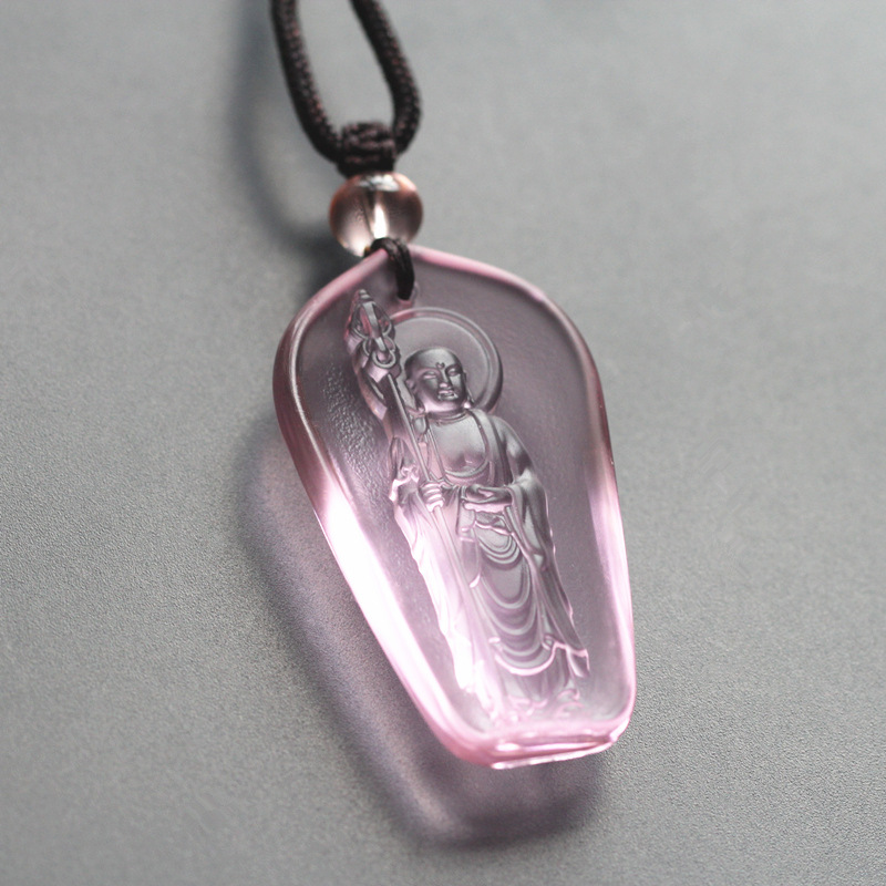 Venta al por mayor Dizang Bodhisattva collar hombres y mujeres esmalte colgante Buda estatua joyería colgante antiguo esmalte ventas directas de la fábrica