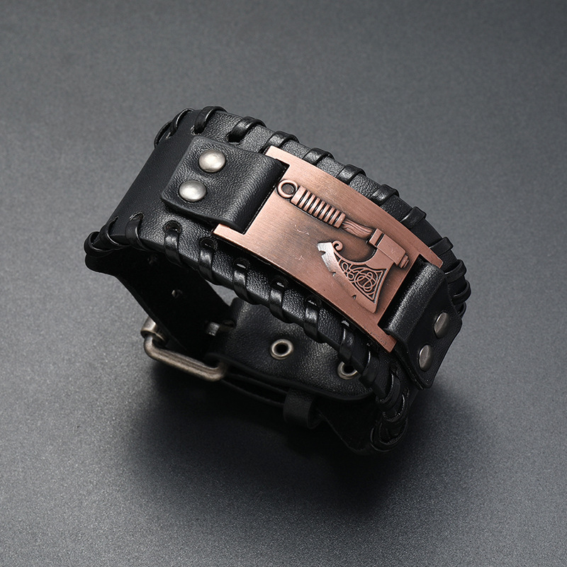 fashion Viking axe leather weaving bracelet