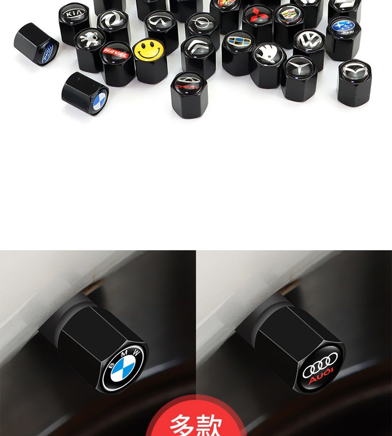 Car Tire Valve Cap Personalized Valve Head Cap Anti-Deflation Silver Wrench Alloy Valve Core Valve Cap Nut