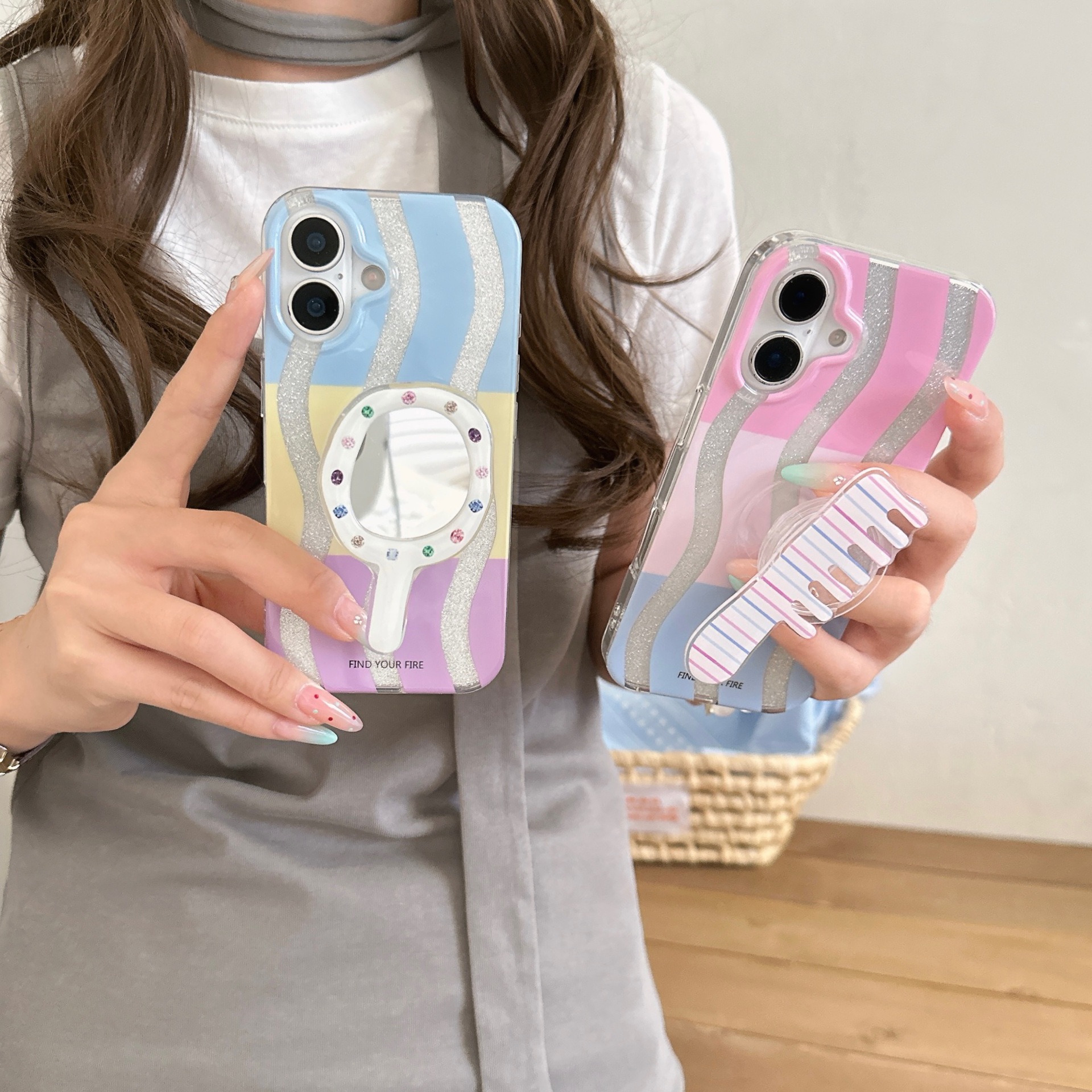 Rayas onduladas de color de nicho para Apple 16Pro funda para teléfono móvil 15ProMax peine 14/13 nuevo 16PM