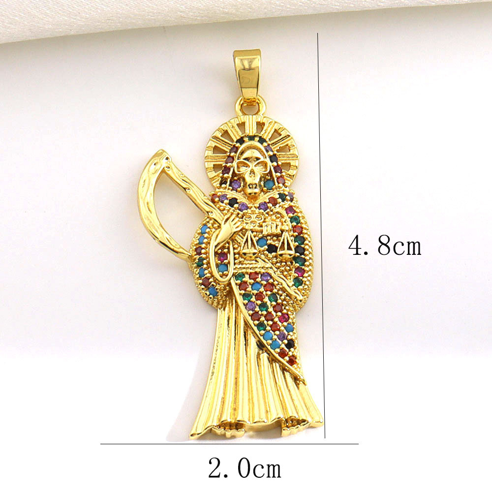 7g Weight Pendant Jewelry Making Type 14*45mm Jewelry Making Size Zircon Inlay Material DIY Jewelry Accessories Classification 1 Piece Quantity Copper Material Father St. Jude Pattern All Seasons Season Plating Design Glam, Retro Style 1 Piece 14*45mm Copper Zircon Father St. Jude Pendant 2
