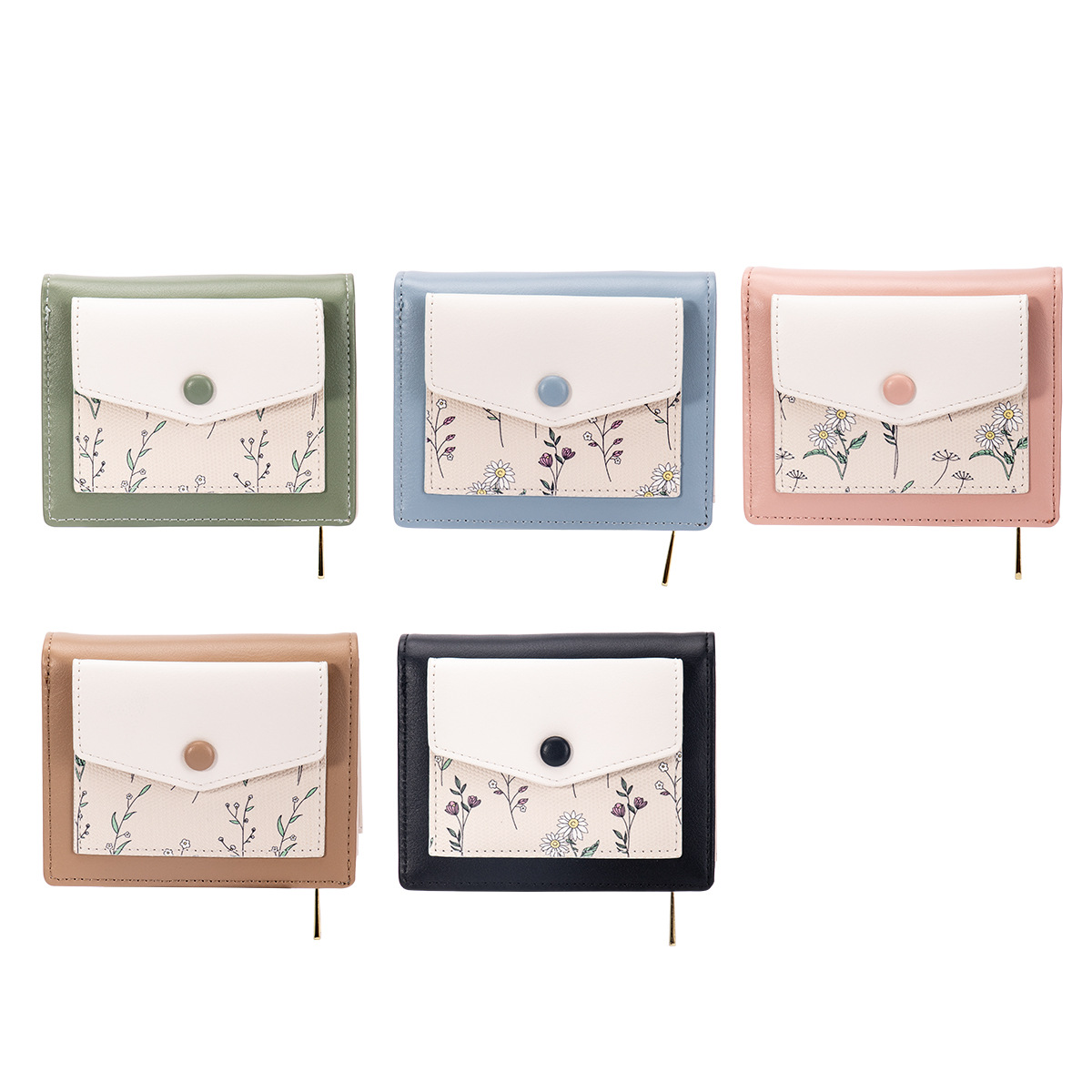 Nuevo Cartera sencilla de estilo coreano para mujer, tarjetero corto de gran capacidad para estudiante, monedero estampado multifuncional ins