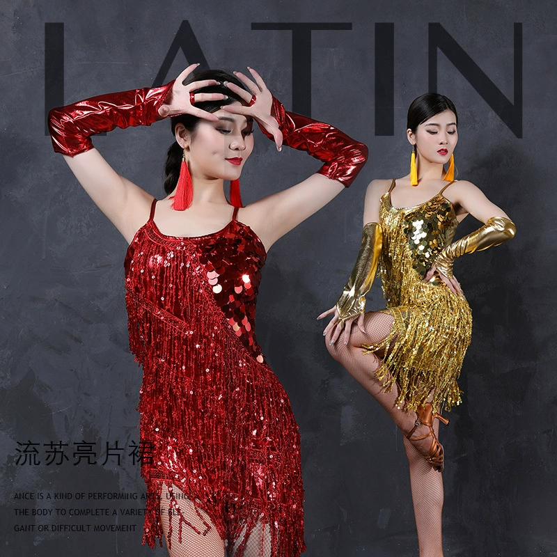 Новая модель танцев с бахромированной костюма Танцевальная юбка Танцевальная юбка с блестками
