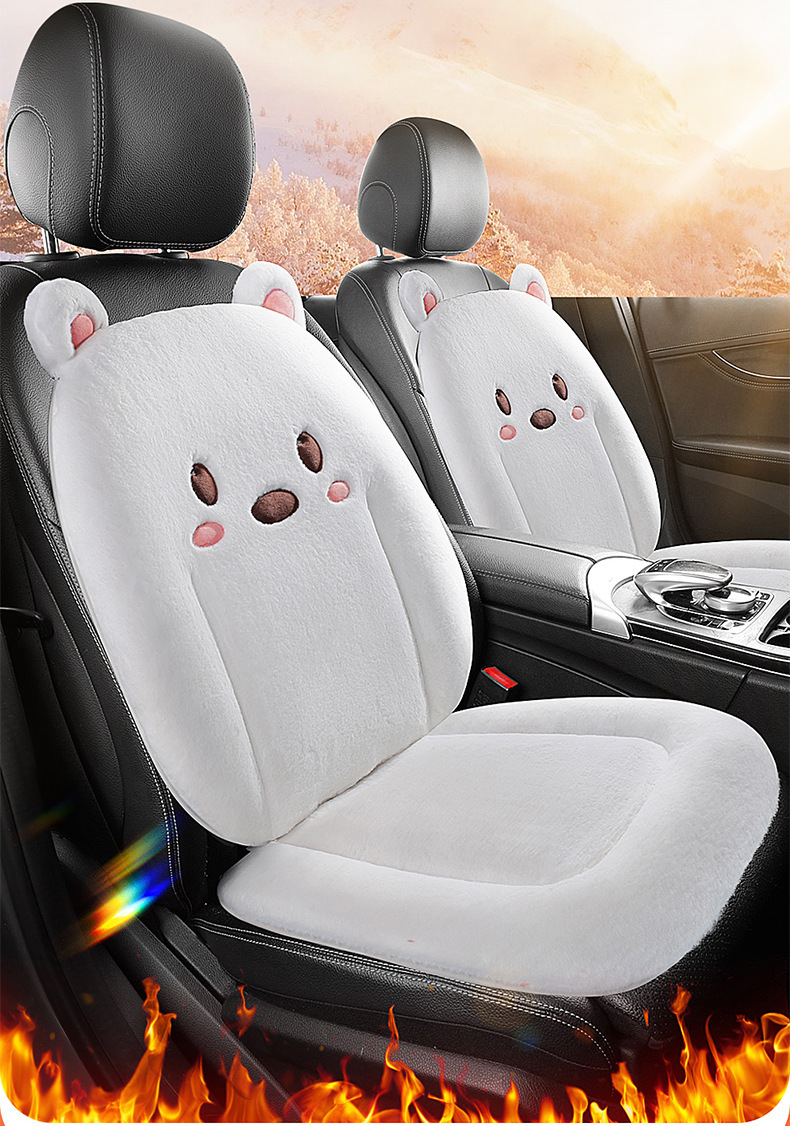 Thickened Car Seat Cushion Winter Short Rabbit Plush Warm Universal Seat Cover