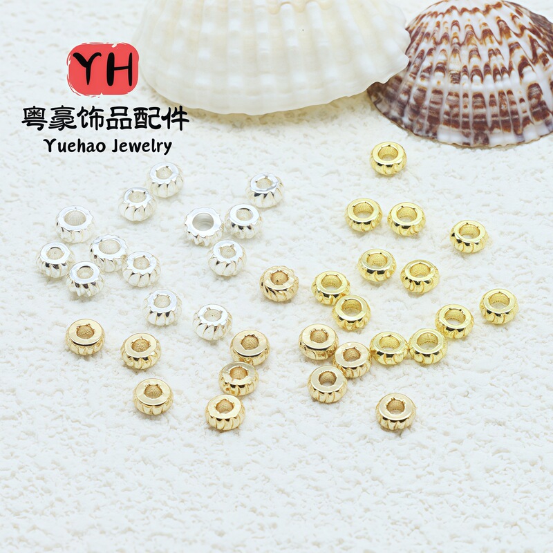 14K Gold Bag Accessories Cut Flower Tire Beads DIY Handmade Jewelry Crescent Gear Beads Color Preservation Spacer Small Gold Beads 14K Gold Bag Accessories Cut Flower Tire Beads DIY Handmade Jewelry Crescent Gear Beads Color Preservation Spacer Small Gold Beads