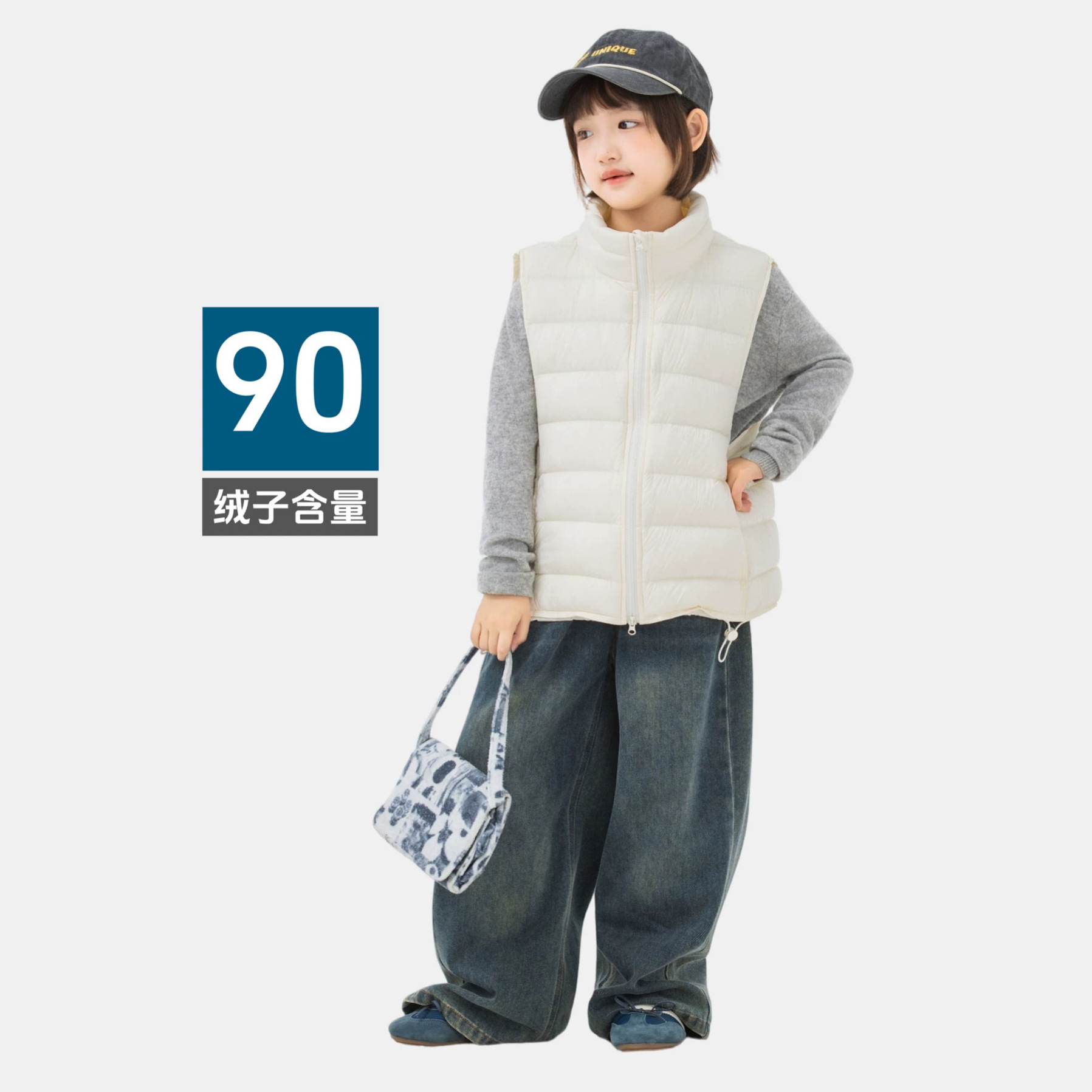 2026 Stand Collar Puffer Vest Children's down Jacket New National Standard 90% White Duck down for Older Children Girls' Vest Direct from Factory