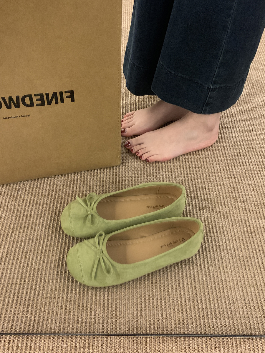 Retro cabeza redonda zapatos de ballet plano zapatos de mujer zapatos 2025 nuevo arco primavera y otoño suave zapatos de noche