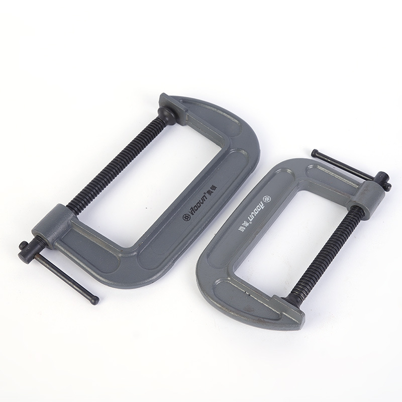 Clip en forma de G de acero con alto contenido de carbono puntual del fabricante, abrazadera tipo G de acero fundido fijo reforzado, abrazadera de compresión tipo C, herramienta de sujeción para carpintería