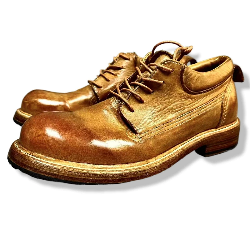 Мужская обувь Goodyear из кожи лошади, обувь ручной работы из потертой кожи, мужская повседневная обувь в стиле Дерби из натуральной кожи, винтажная рабочая обувь, мужская обувь