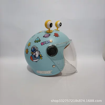 Motosiklet kaskı (dəbilqə) – Helmet for Babies Aged 1-6 Years Old - aqua-blue-rocket-transparent-long-mirror-yellow-eyes-3c-children-1-6-years-old-wl07