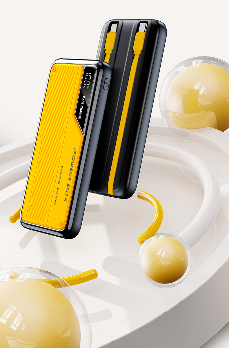 Toplu Satış Taşınabilir Şarj Cihazı 20000mAh Süper Hızlı Şarj Yerleşik Kablolu Powerbank Hediye Logo Baskılı