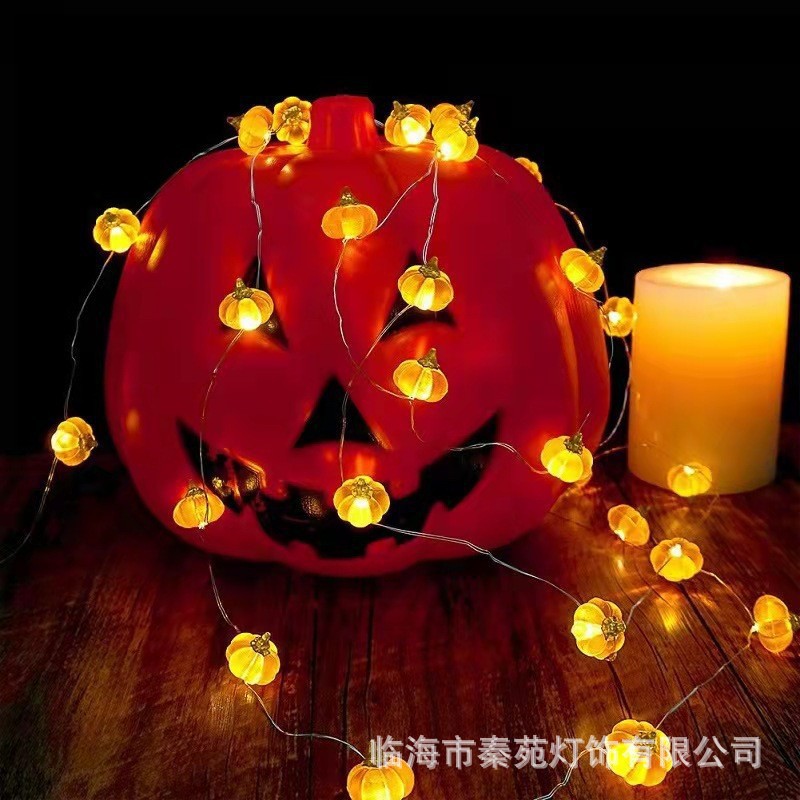 Guirnalda de Luces LED 3D con Forma de Calabaza para Halloween, Decoración de Interiores y Exteriores, Luces Decorativas para el Día de Acción de Gracias