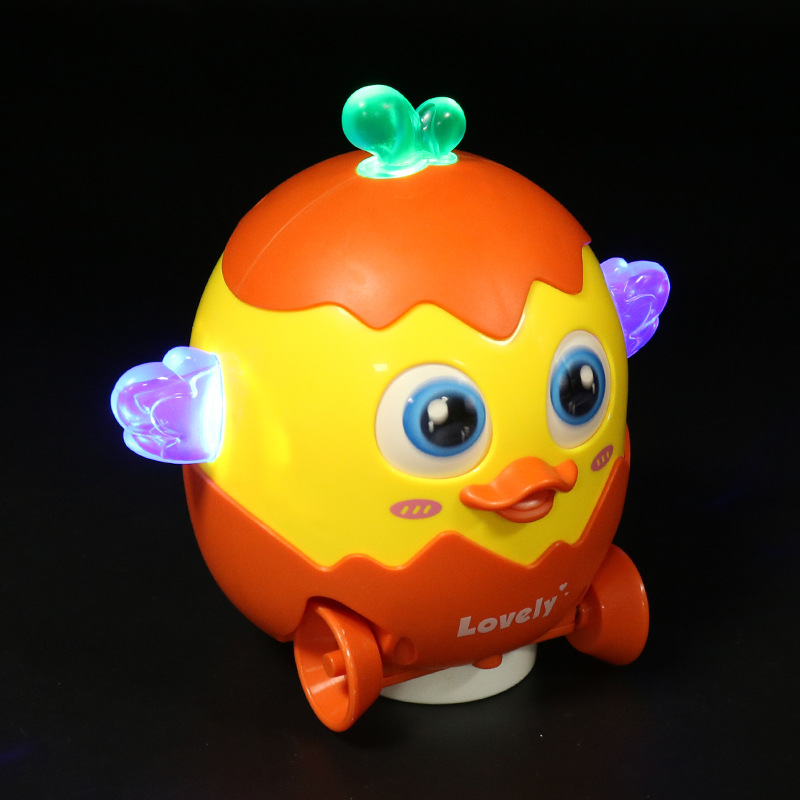 Disparar el sonido eléctrico no aterrizaje pequeño pato de dibujos animados luz de rotación de música pato pato coche de juguete al por mayor