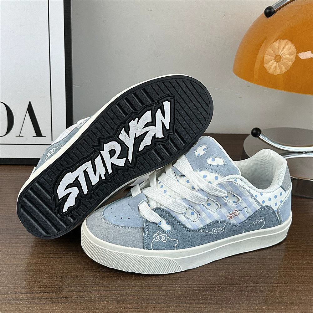 Корейская студенческая мода модная уличная ретро-нишевые дикие кроссовки женские повседневные цветочные круглые хлебные туфли