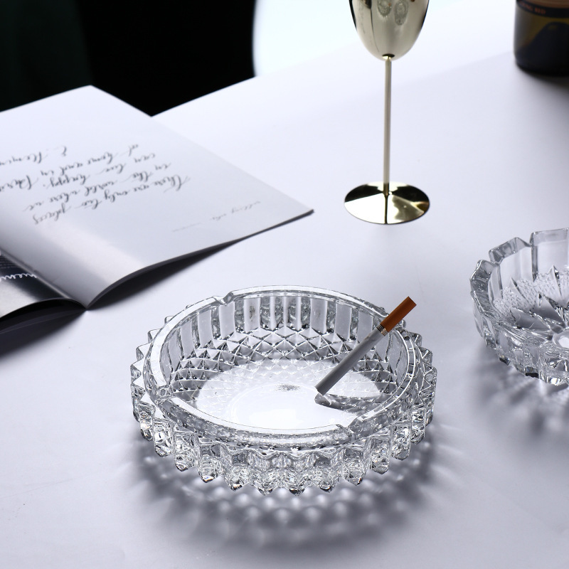 Ceniciero de vidrio casero, cigarrillo redondo, cenicero transparente, bar, bar, restaurante, KTV, se puede imprimir LOGO