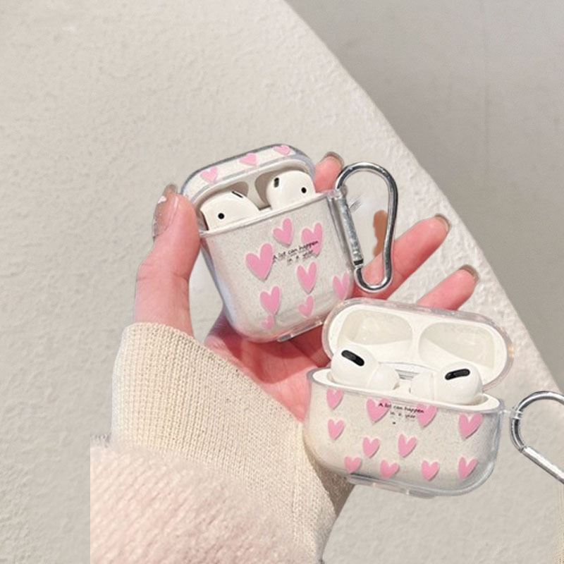 Suitable for Airpods4 Earphone Protective Case Pro2/3 Generation Glitter Letter Pink Heart Bluetooth Earphone Case Pro3