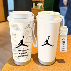 潮牌篮球保温杯手拎便携不锈钢大容量吸管水杯新款男女高颜值网红
