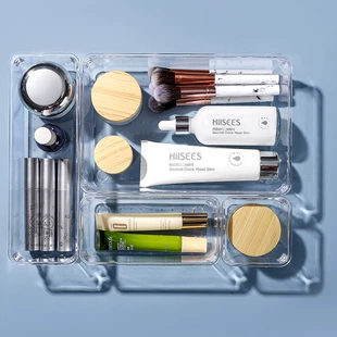 Drawer partition box, transparent PS plastic modular cosmetic storage, space-saving sizes