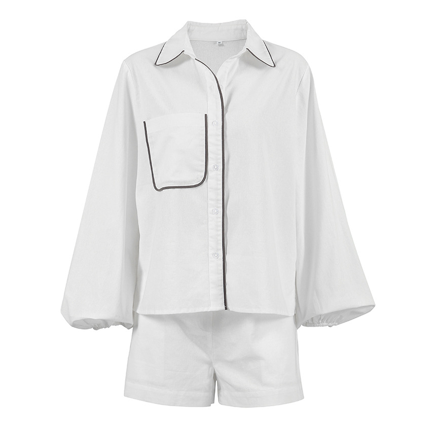 318g Weight Long Sleeve Sleeve Length Daily Street Women's Casual Solid Color Cotton And Linen Pocket Shorts Co-ord Set Shorts Sets