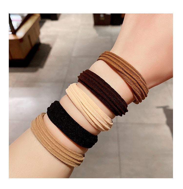 Hair Ring Hair Rope High Elastic Rubber Tendon Women's Hair Tie Adult Seamless Thickened Thick Hair Simple Hair Tie Headwear Hair Rope