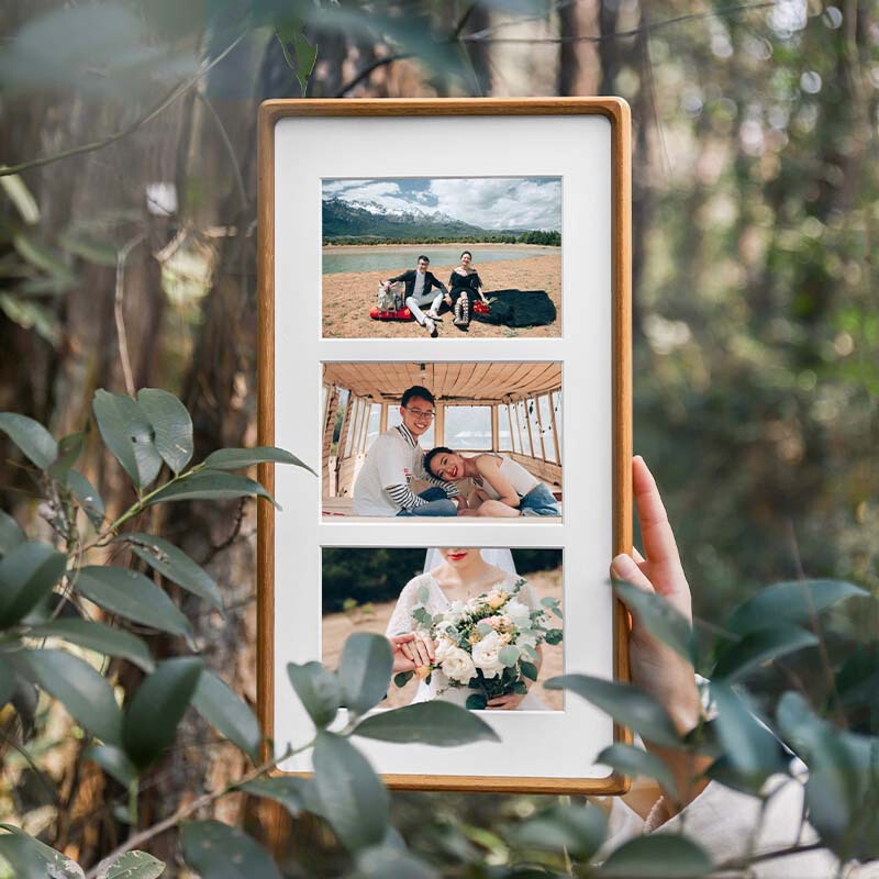 Uncle Lu teak rounded solid wood photo frame wholesale wall-mounted photo frame multi-palace triple photo frame Uncle Lu teak rounded solid wood photo frame wholesale wall-mounted photo frame multi-palace triple photo frame