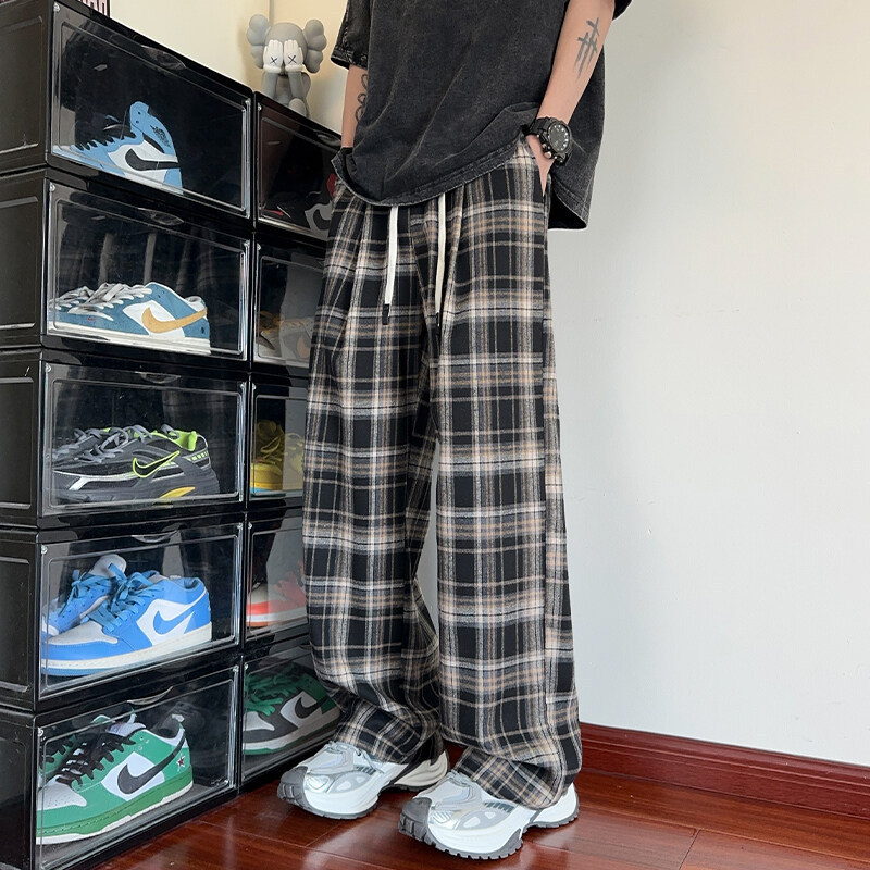Boys Plaid Casual Pants Spring and Autumn New Arrival Hong Kong Style Loose Straight Pants Ins Trendy Boys Plaid Casual Pants Spring and Autumn New Arrival Hong Kong Style Loose Straight Pants Ins Trendy