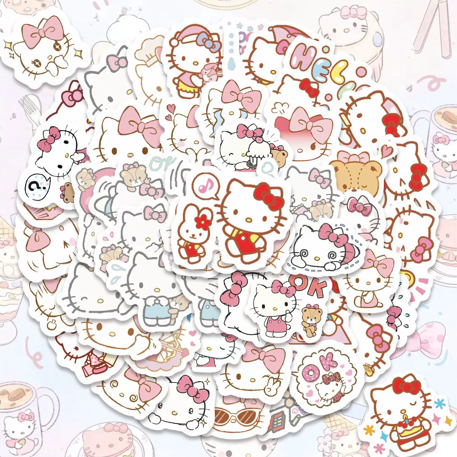 Наклейки Hello Kitty, декоративный набор для скейтборда, чемоданов, канцелярии и ногтей
