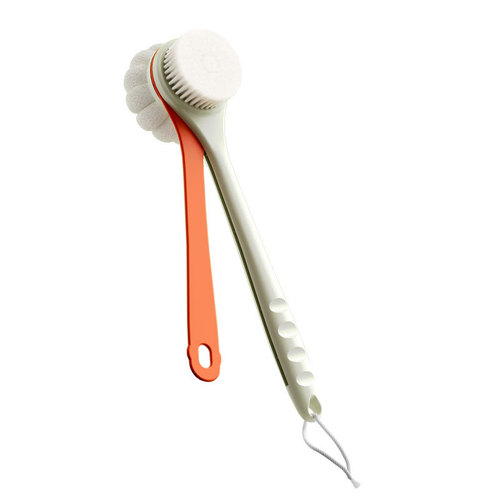 Long-handled shower brush, PP material, lazy back rub, soft-bristled two-in-one bath brush, multi-functional pull-out bath brush