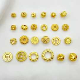 古法沙金保色隔珠圆形花托串珠隔片 diy手工手链项链饰品配件散珠