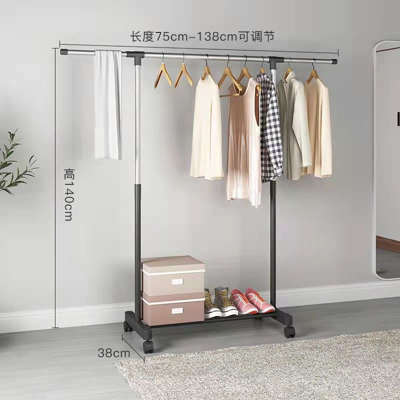 Tendedero de acero inoxidable perchero telescópico de piso de doble poste estante de ropa interior simple esquina percha para el hogar