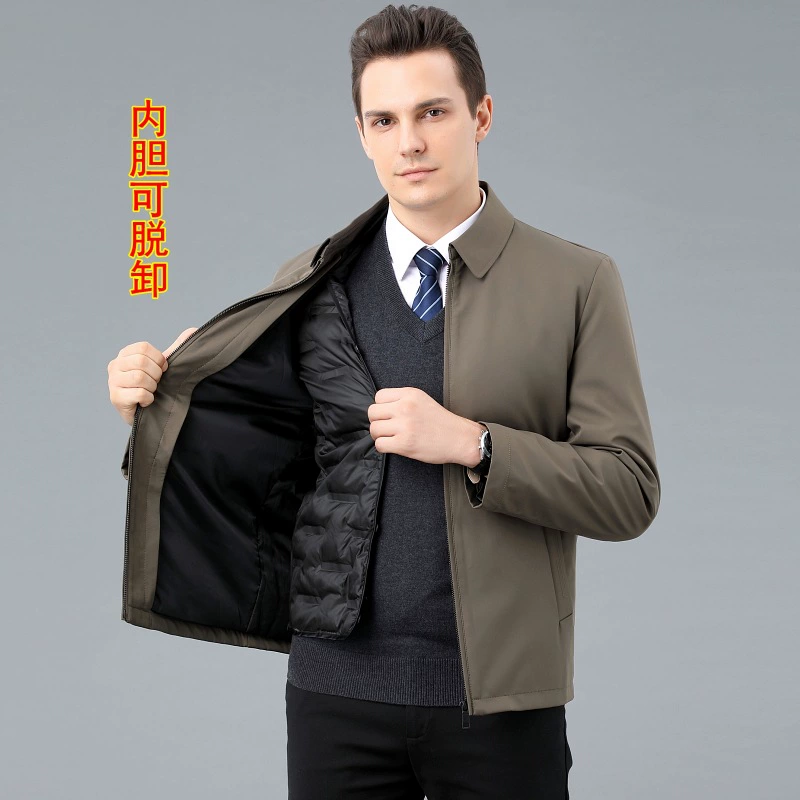 Removable winter liner for leisure, short down jacket, for middle age