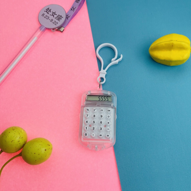 ミニ電卓透明フリップキーホルダーサイレント高価値コンパクトポータブルシンプルな学生試験コンピュータ|undefined