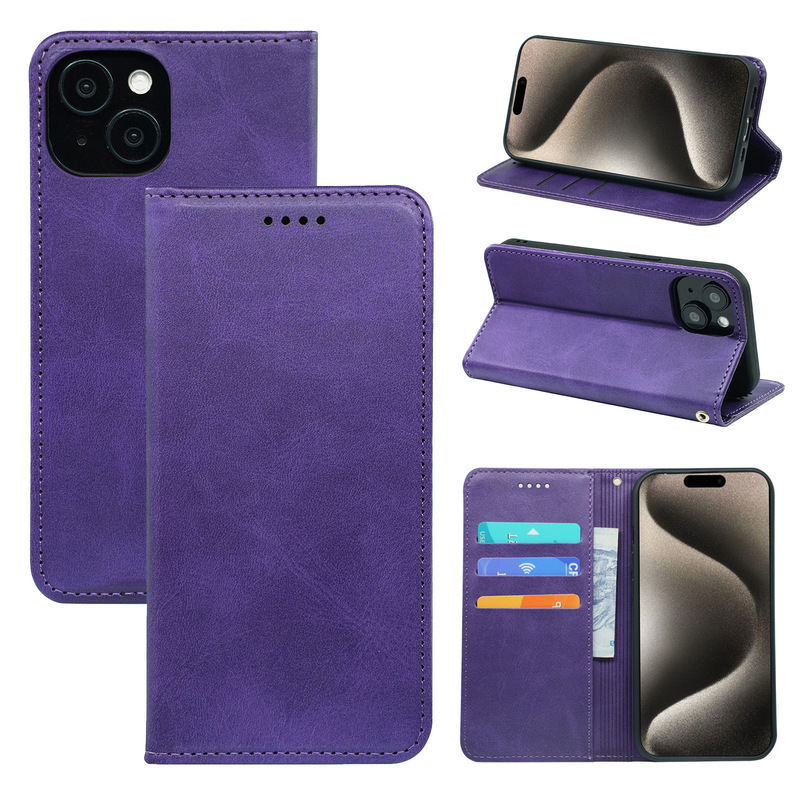 Suitable for Samsung Galaxy S26 Mobile Phone Case, Calfskin Strong Magnetic S25Fe Flip Leather Case, S24 Protective Case, S23